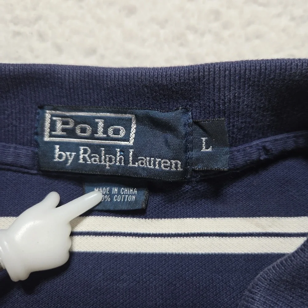 Vintage Polo Ralph Lauren Polo Shirt Mens Large Striped Short Sleeve Preppy